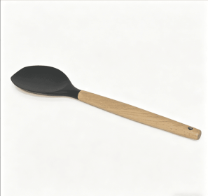 Wooden handle silicone cooking utensils, heat-resistant non-stick kitchen tools including spoon rests, egg beaters, tongs and spatulas (Style: scraper-2)